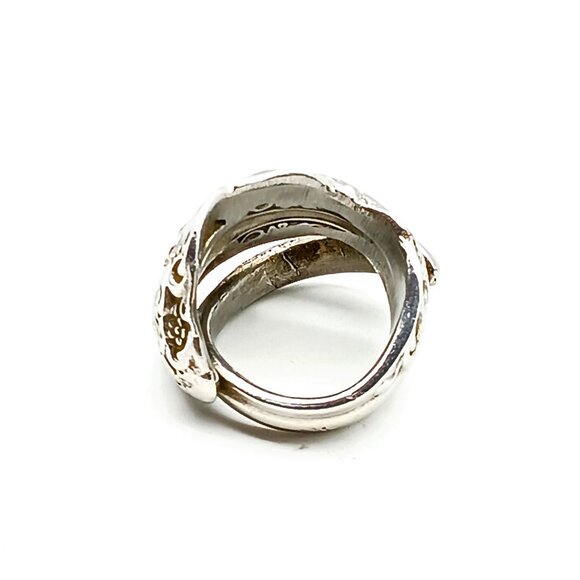 Vintage Elegant Spoon Wrap Ring, Silver Plate Floral Bypass Ring, Unique Gift - Picture 5 of 5